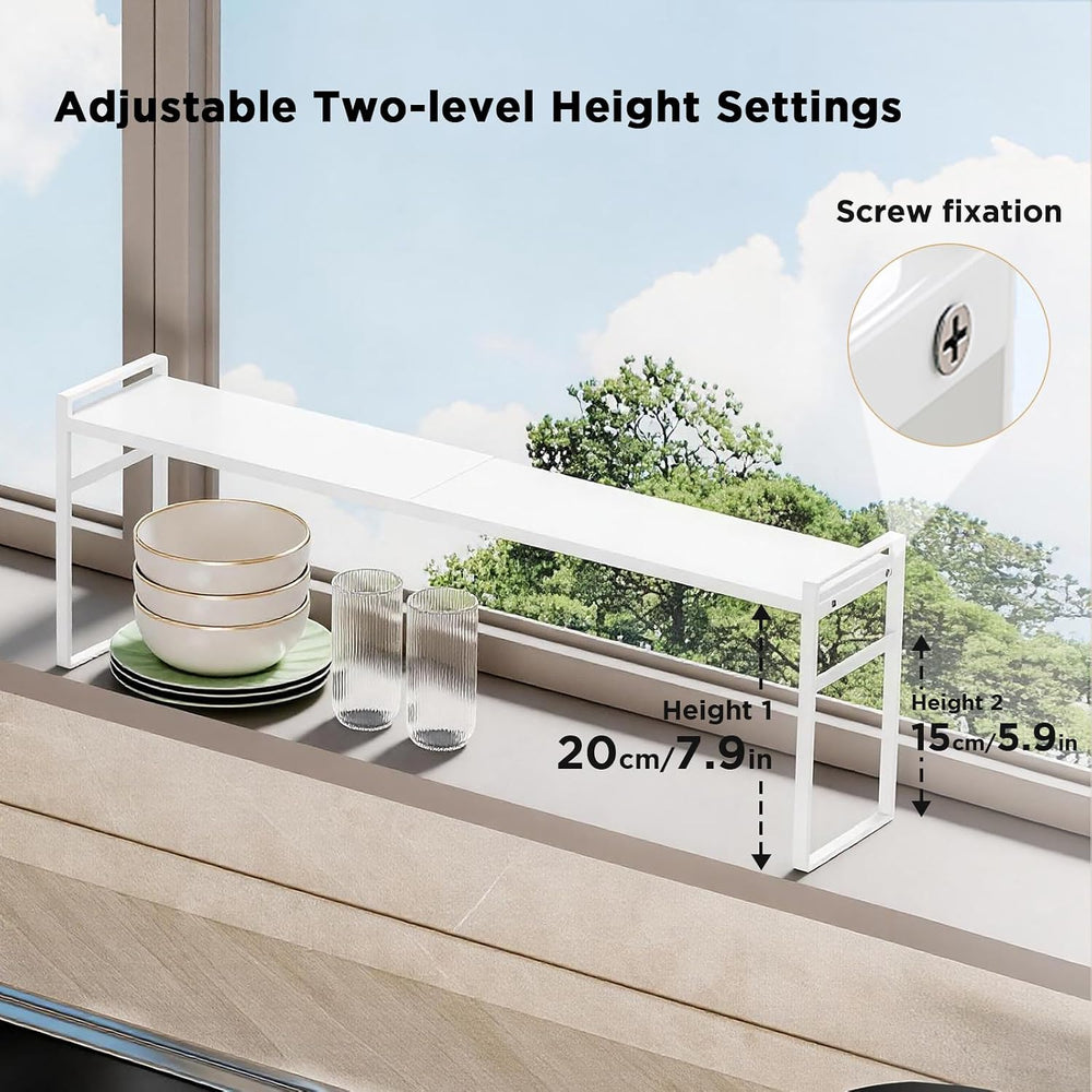 2 Tier Expandable Stackable Narrow Shelf Organizer, White