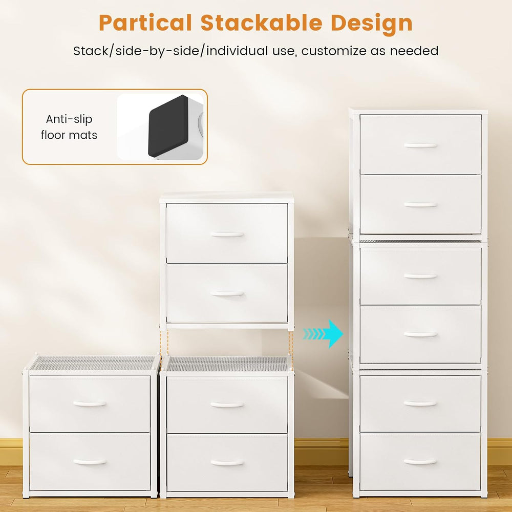 DAOUTIME 3-Pack Stackable Storage Drawers (6 Drawers Total), White Closet Org...
