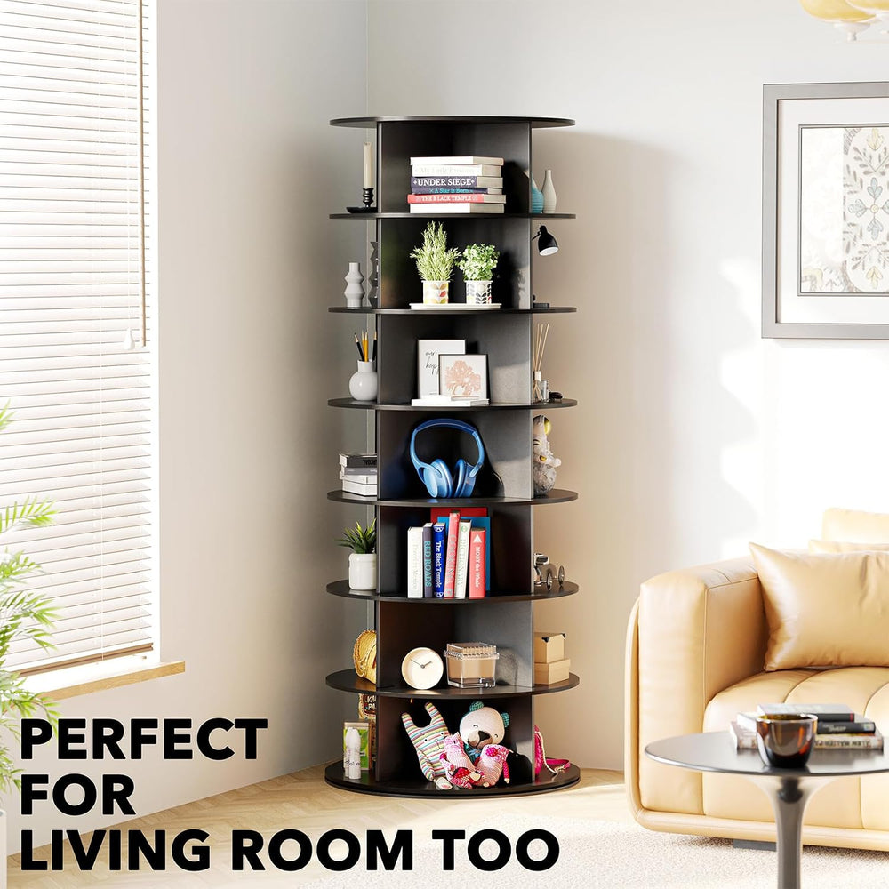 SpaceAid 7 Tier Rotating Shoe Rack Tower, Spinning Shoe Display Lazy Susan, R...