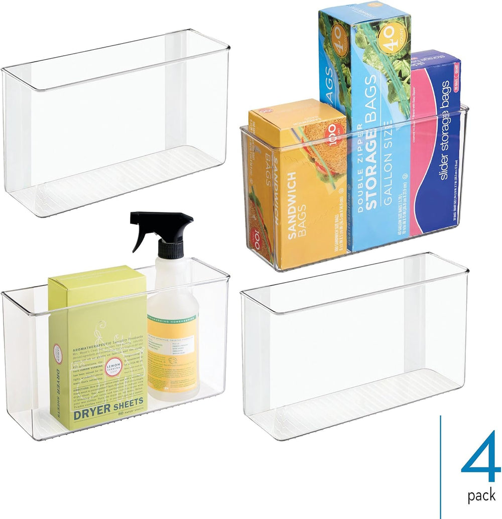 iDesign Adhesive Organizer Bin, Set of 4, Clear
