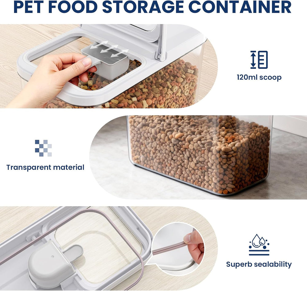 LEAWALK 12 Lbs Airtight Dog Cat Food Storage Container and Dog Treat Containe...