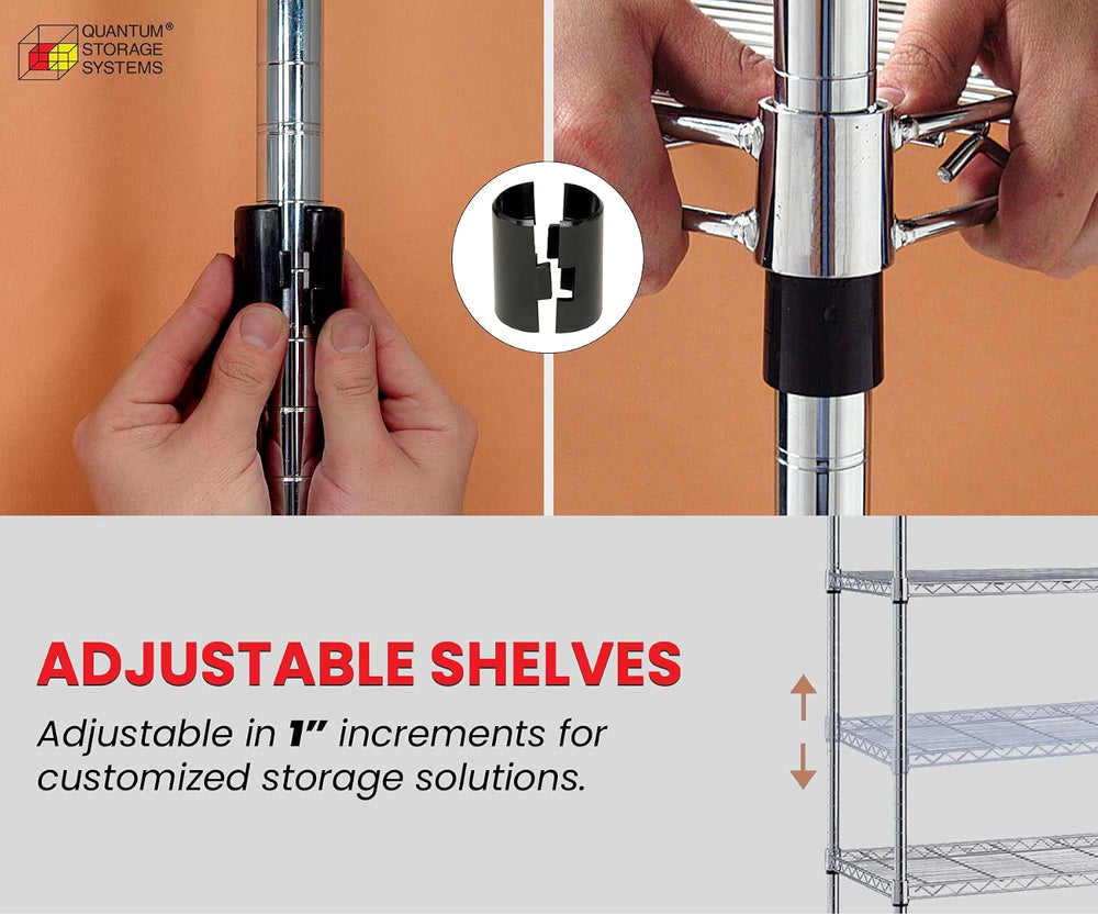 Quantum Storage Systems WR54-2154BK Wire Shelving Starter Kit, 54" W x 2...