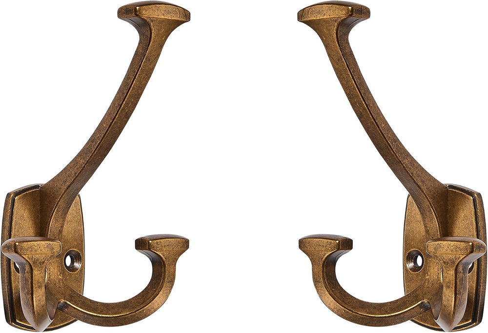 Large Wall Double-Sided Hook 10 Pack Antique Brass Hook Decorative Heavy Duty...