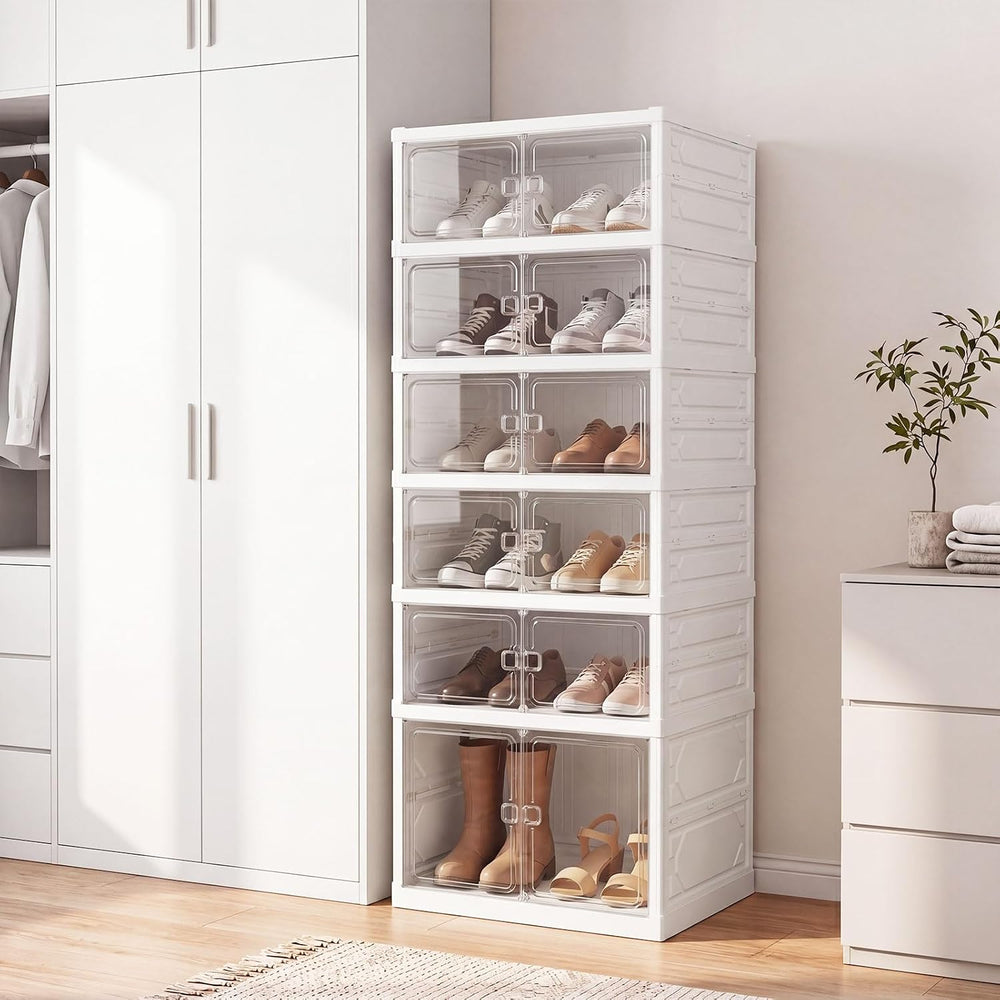 GIANTEX 6-Tier Plastic Foldable Shoe Rack Organizer, Easy Assembly