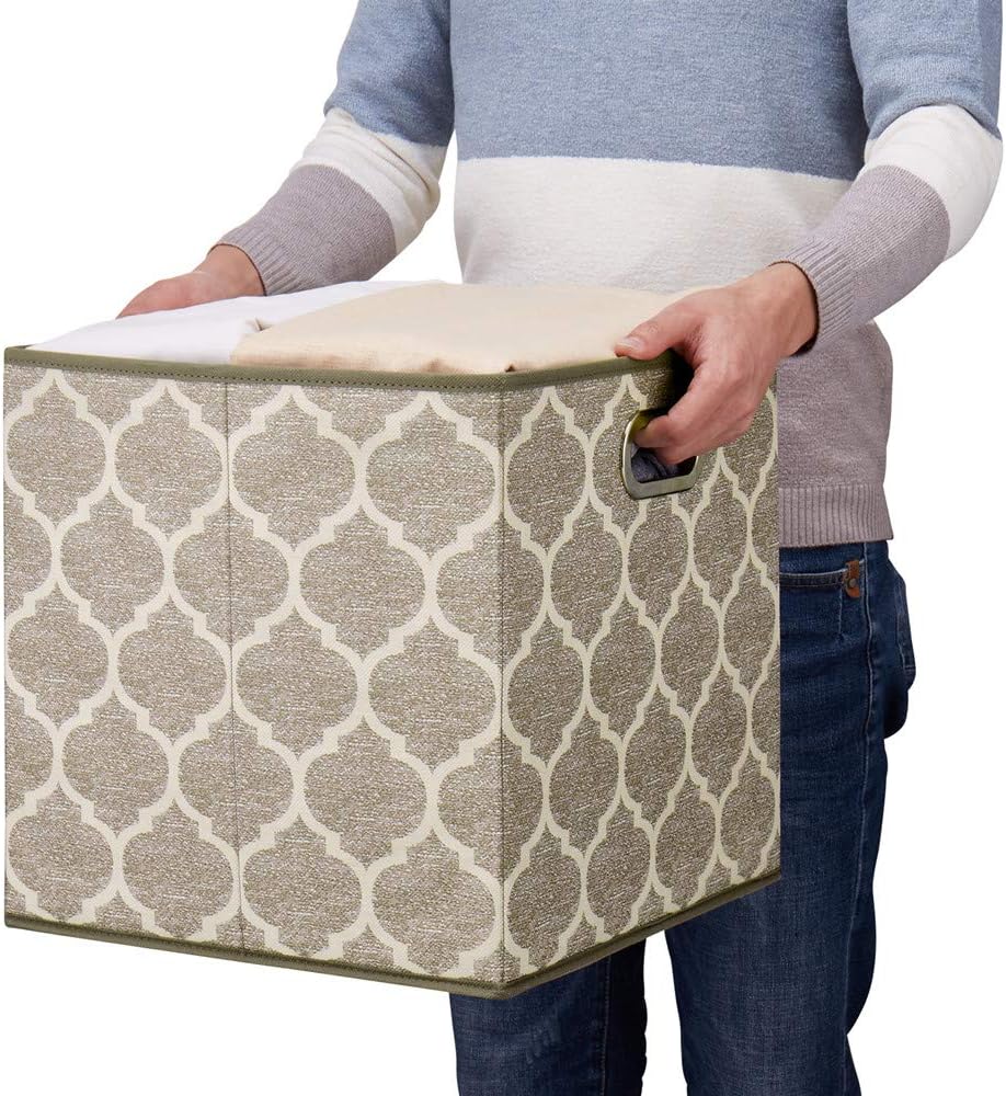 Storage Cubes Bins Fabric 13x13 Inch Brown Storage Boxes Foldable Storage Bas...