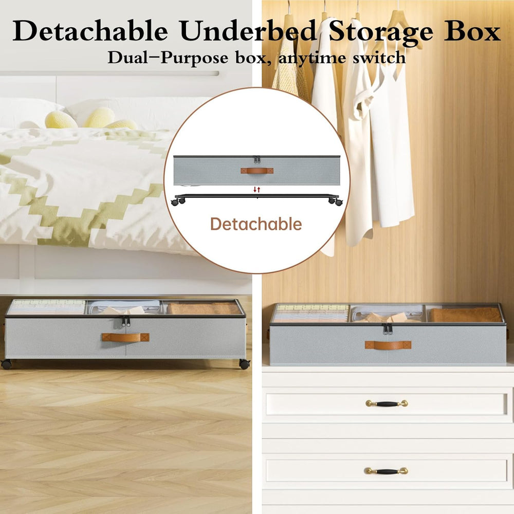 Yecaye Under Bed Storage with Wheels, 2 Pack Under Bed Storage Containers wit...