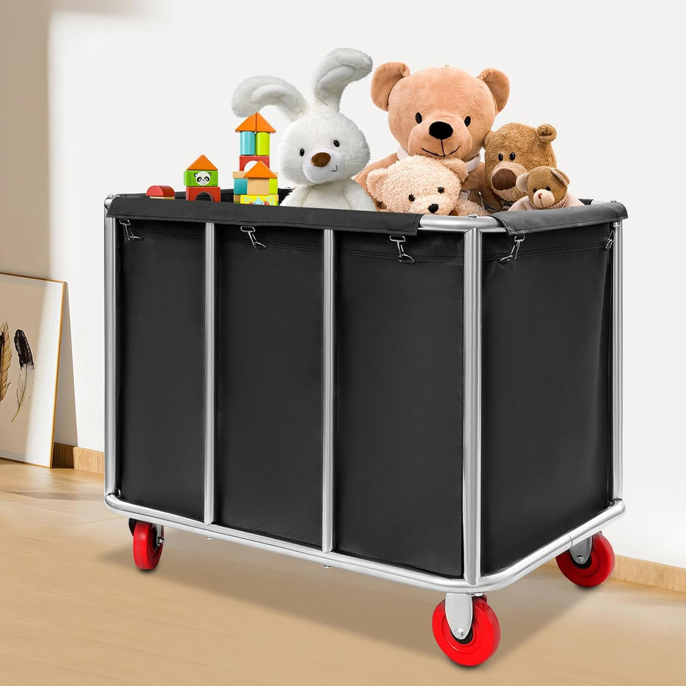 Commercial Laundry Cart with Wheels, Industrial Grade 468L Rolling Laundry Ba...
