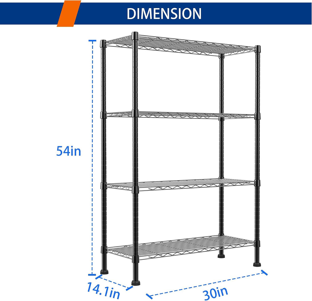 REGILLER 4-Wire Shelving Metal Storage Rack Adjustable Shelves,Standing Stora...