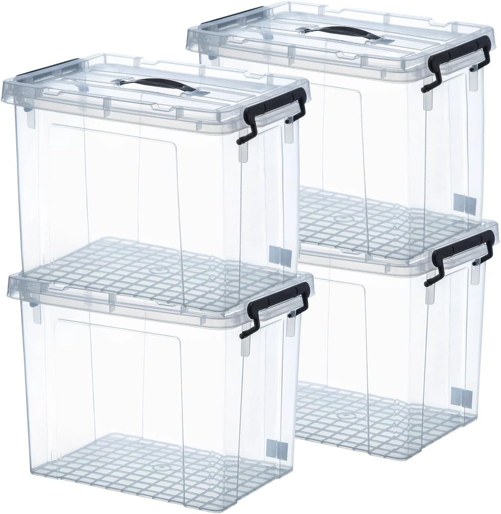 90 Quart 4-Pack Stackable Clear Storage Bins with Lids
