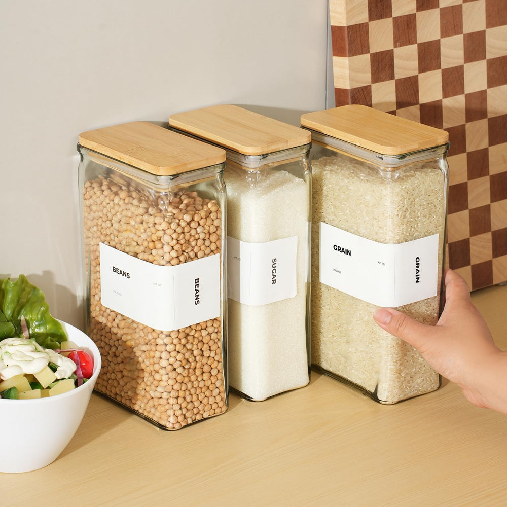 APT 1101 Glass Storage Jars with Bamboo Lid, glass canisters with airtight li...