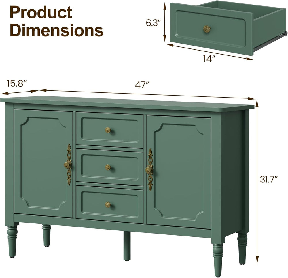 RoyalCraft Buffet Cabinet with Storage, Vintage Sideboard with 2 Doors & ...