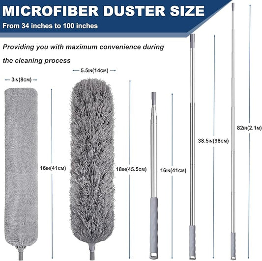 100 Inch Retractable Gap Dust Cleaner Cleaning Tools & Microfiber Feather - Image 2