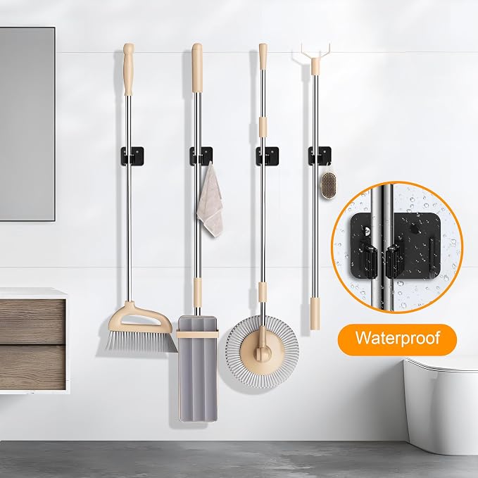 4 Pack Stainless Steel Broom Holder Wall Mount - Image 9