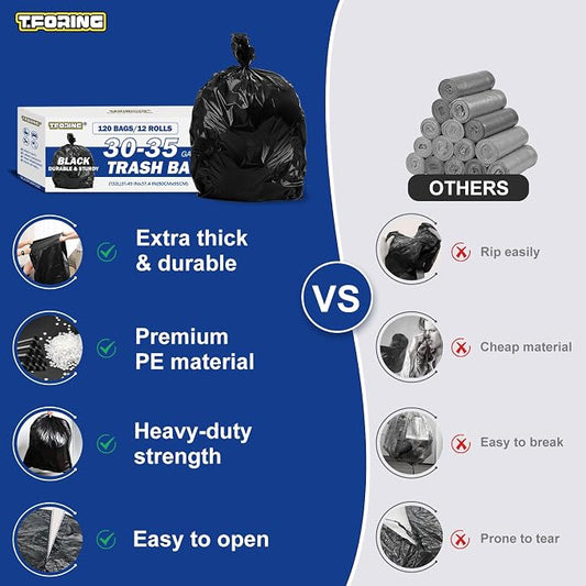 30-35 Gallon Black Trash Bags 120 Count - Image 2