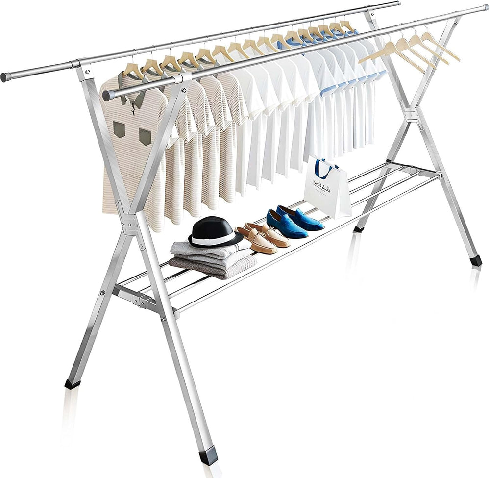 JAUREE Clothes Drying Rack 2 Tiers, Heavy Duty Drying Rack Clothing Folding I...