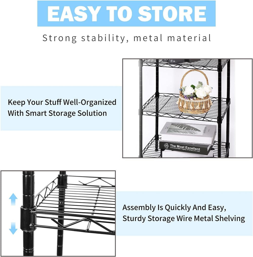 SUNLPH 6-Tier Wire Shelving Adjustable Shelves Unit Metal Storage Rack for La...