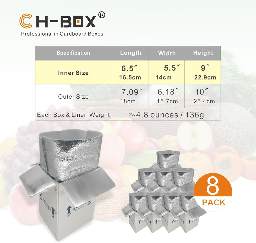 Insulated Shipping Boxes with Liners, 8 Pack 7'' x 6'' x 10