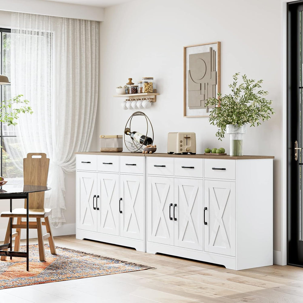 HOSTACK Kitchen Buffet Cabinet with Storage, Sideboard Coffee Bar, White