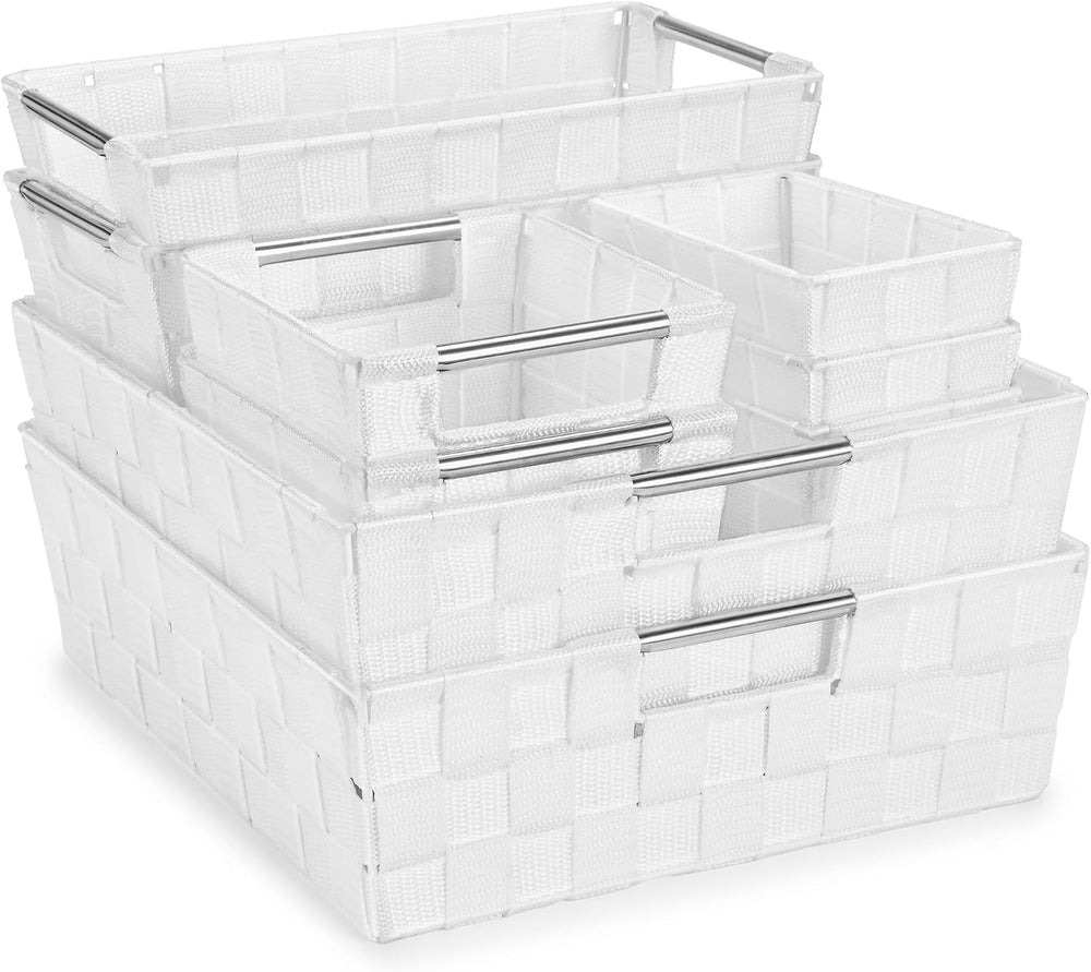 Sorbus Baskets for Organizing, Woven Storage Set (9 Piece Set, White)