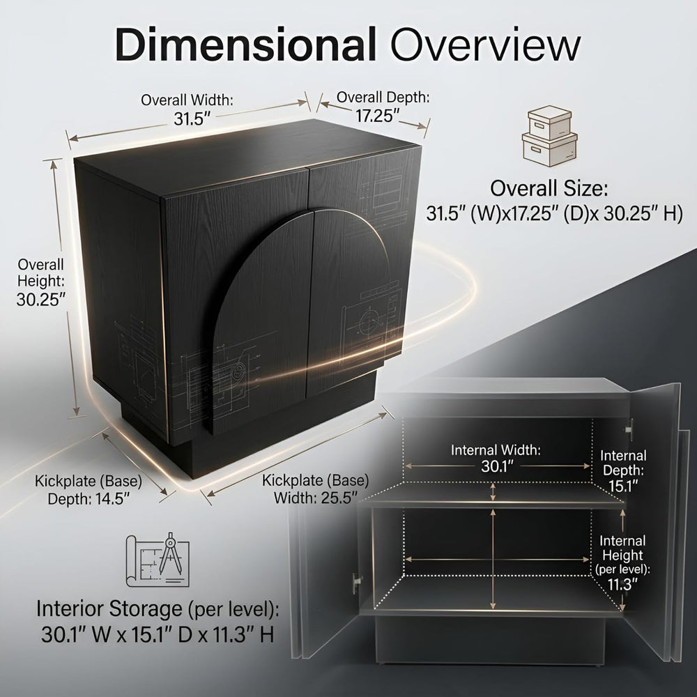 Ya-Home Black Sideboard Buffet Cabinets with Storage, Modern Buffet Coffee Ba...