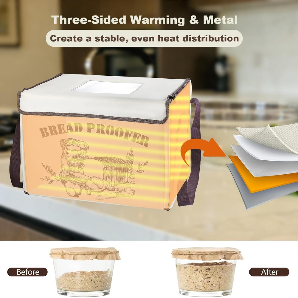 Folding Fabric Bread Proofing Box, Adjustable Dough Proofer with Metal Rack