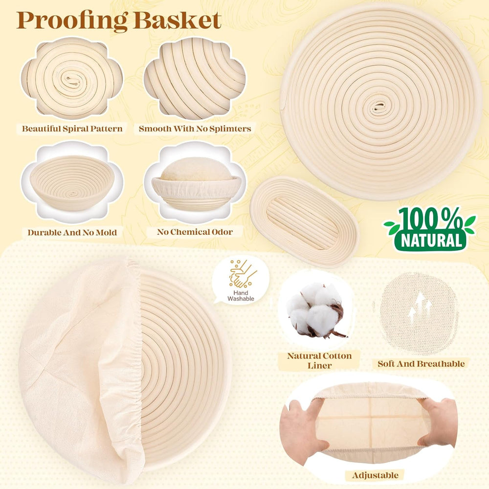 Sourdough Starter Kit Complete Set with Tools, Proofing Baskets, Jars