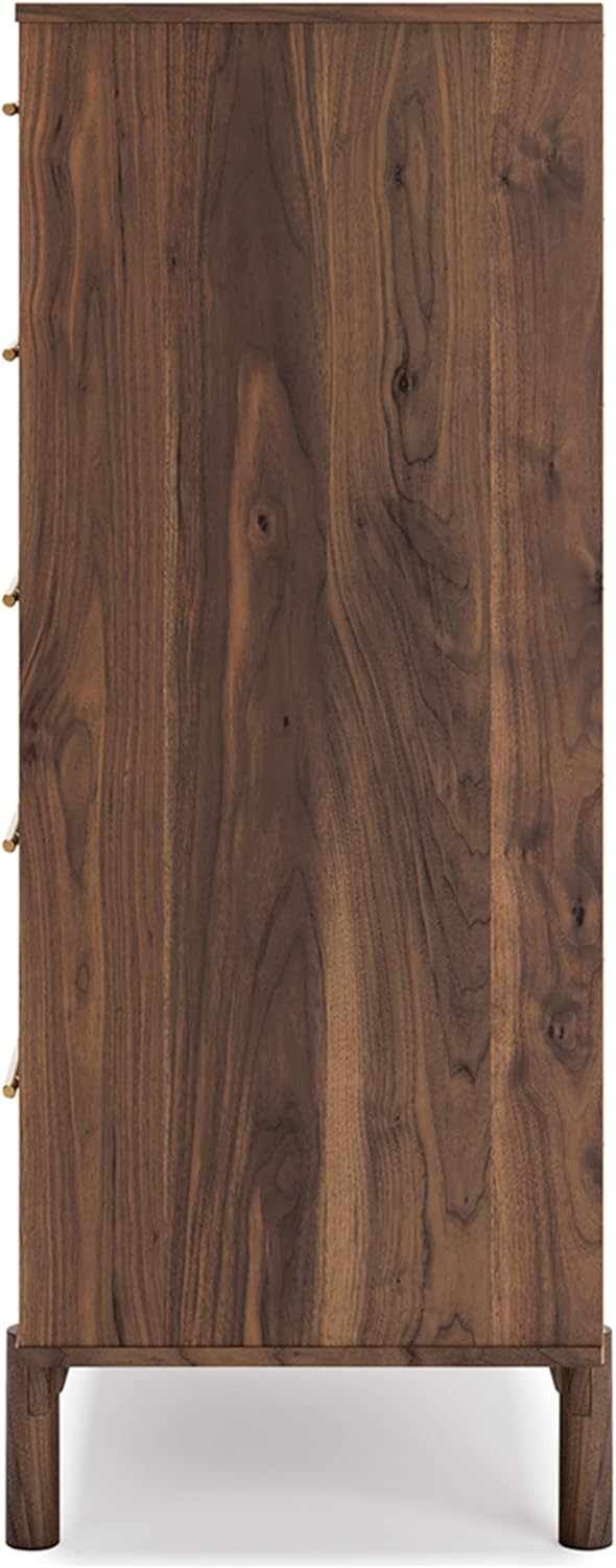 Signature Design by Ashley Tall 5 Drawer Chest, Mocha Walnut Dresser
