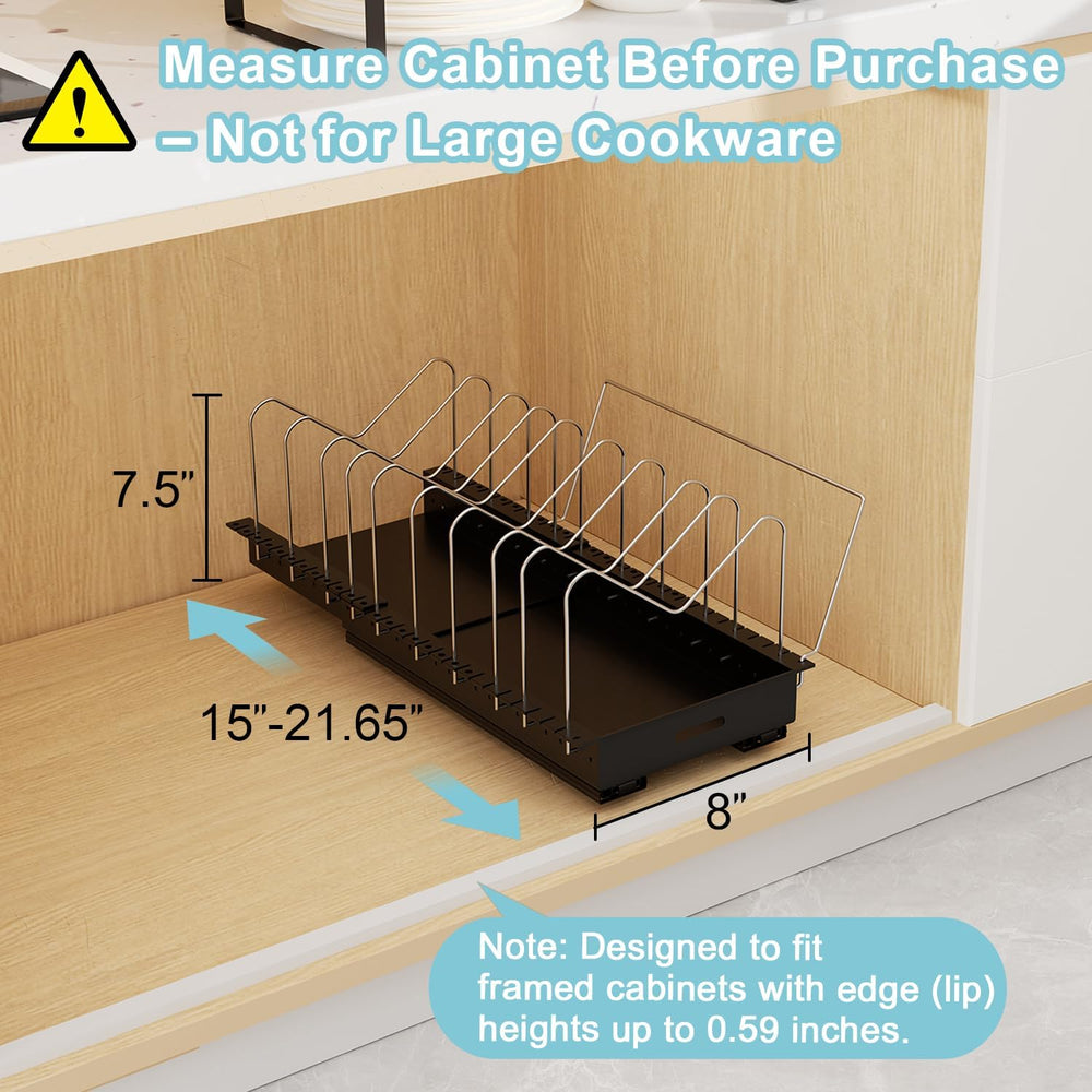 Golener Pots and Pans Organizer Under Cabinet, 22" Deep Expandable, 2 Pack