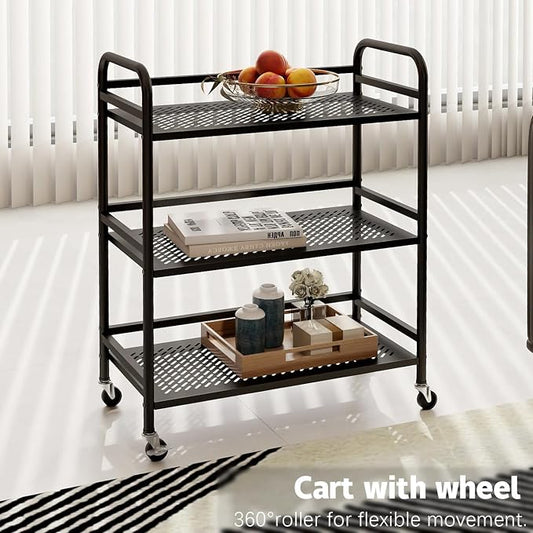 HDANI 3 Tier Metal Rolling Heavy Cart Supports 40 Lbs Per Tier, Rolling Cart - Image 2