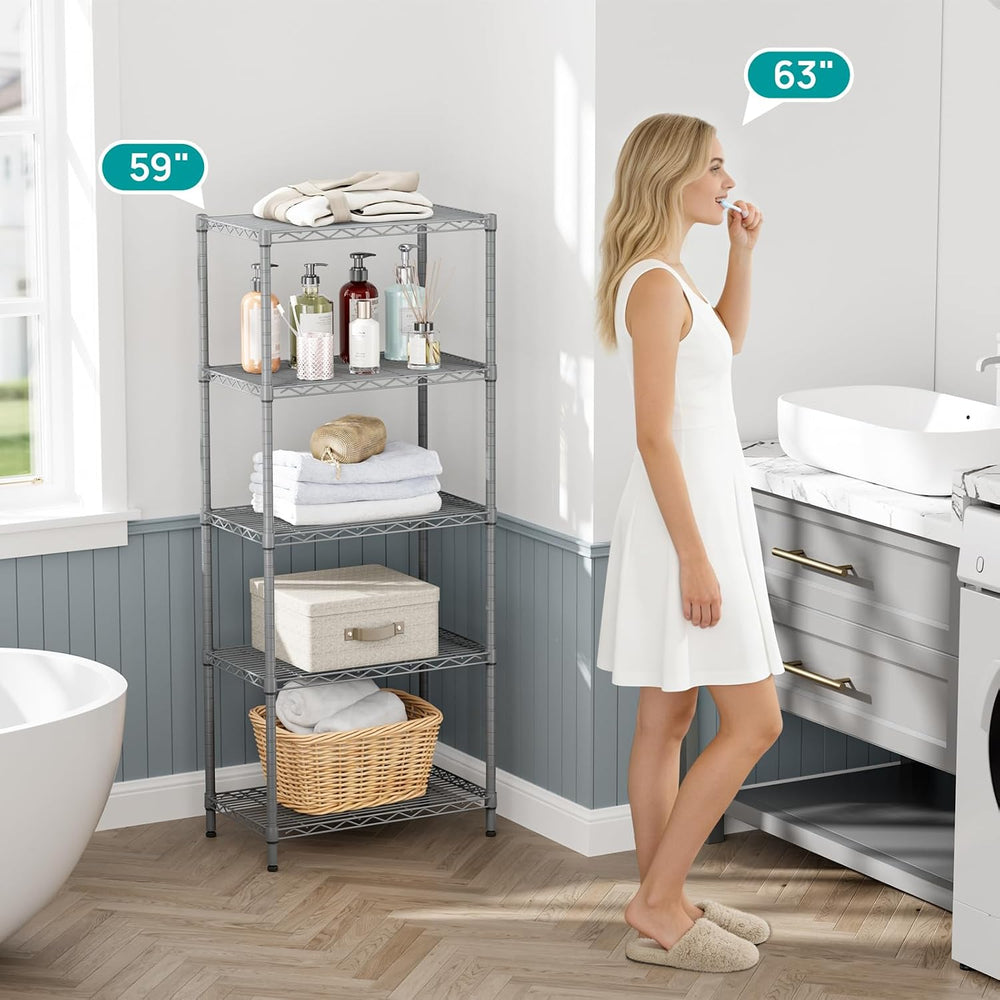 SINGAYE 5 Metal Shelves Wire Shelving Storage Shelf Adjustable Unit Pantry