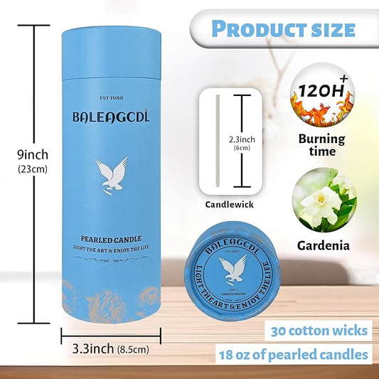 White Pearled Candle 18oz Luxury Sand Candle Granulated Wax - Image 2