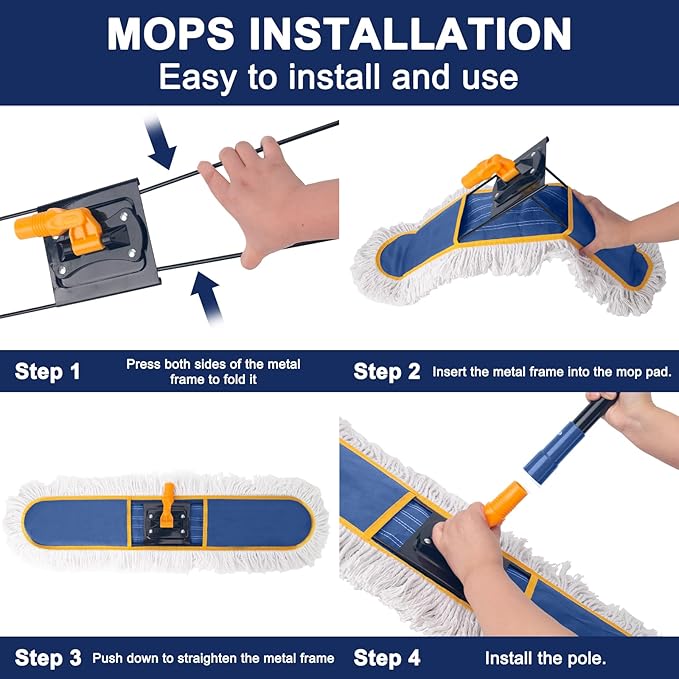 24" Commercial Dust Mop for Floor Cleaning, Heavy Duty Floor Duster - Image 6