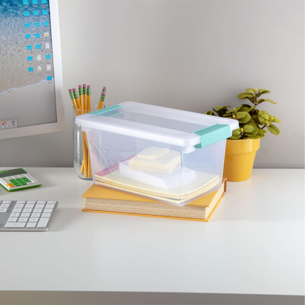 Sterilite 12-Pack Clip Box, Stackable Clear Plastic Bins with Latching Lids, ...