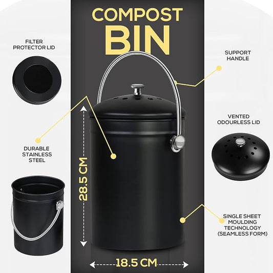 Utopia Kitchen Compost Bin for Kitchen Countertop, 1.3 Gallon Compost Bucket - Image 2