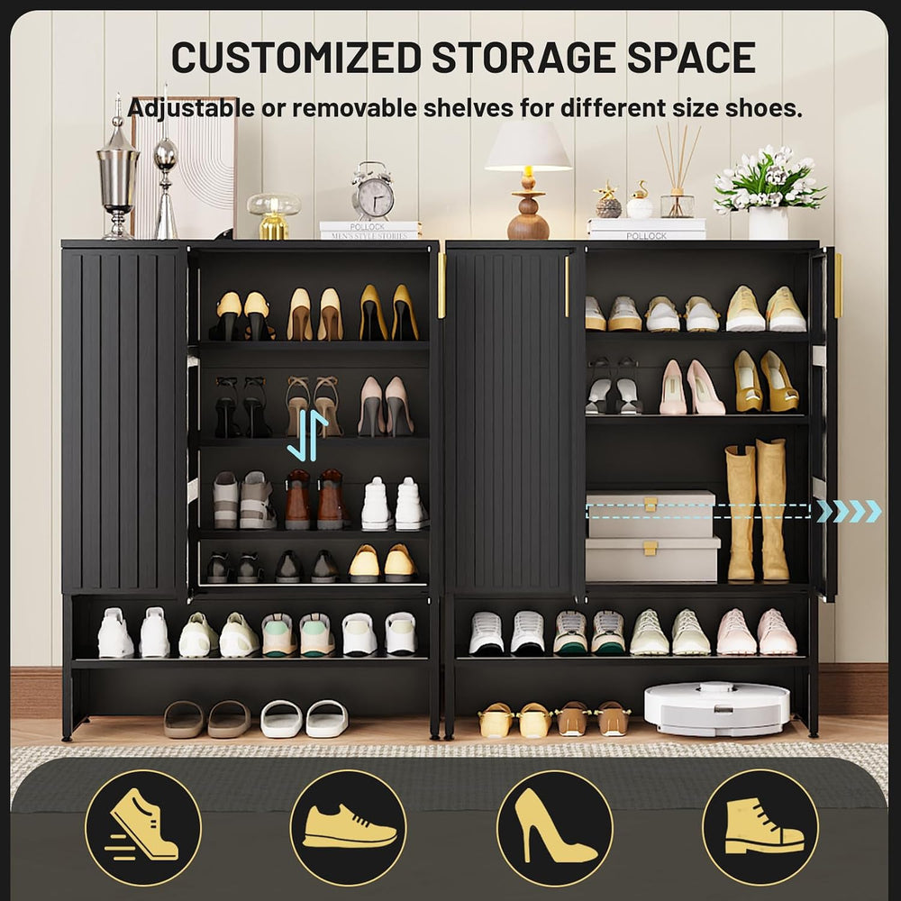 Eltean Metal Shoe Cabinet with Doors,47''Tall 6-Tier Shoe Storage Cab...