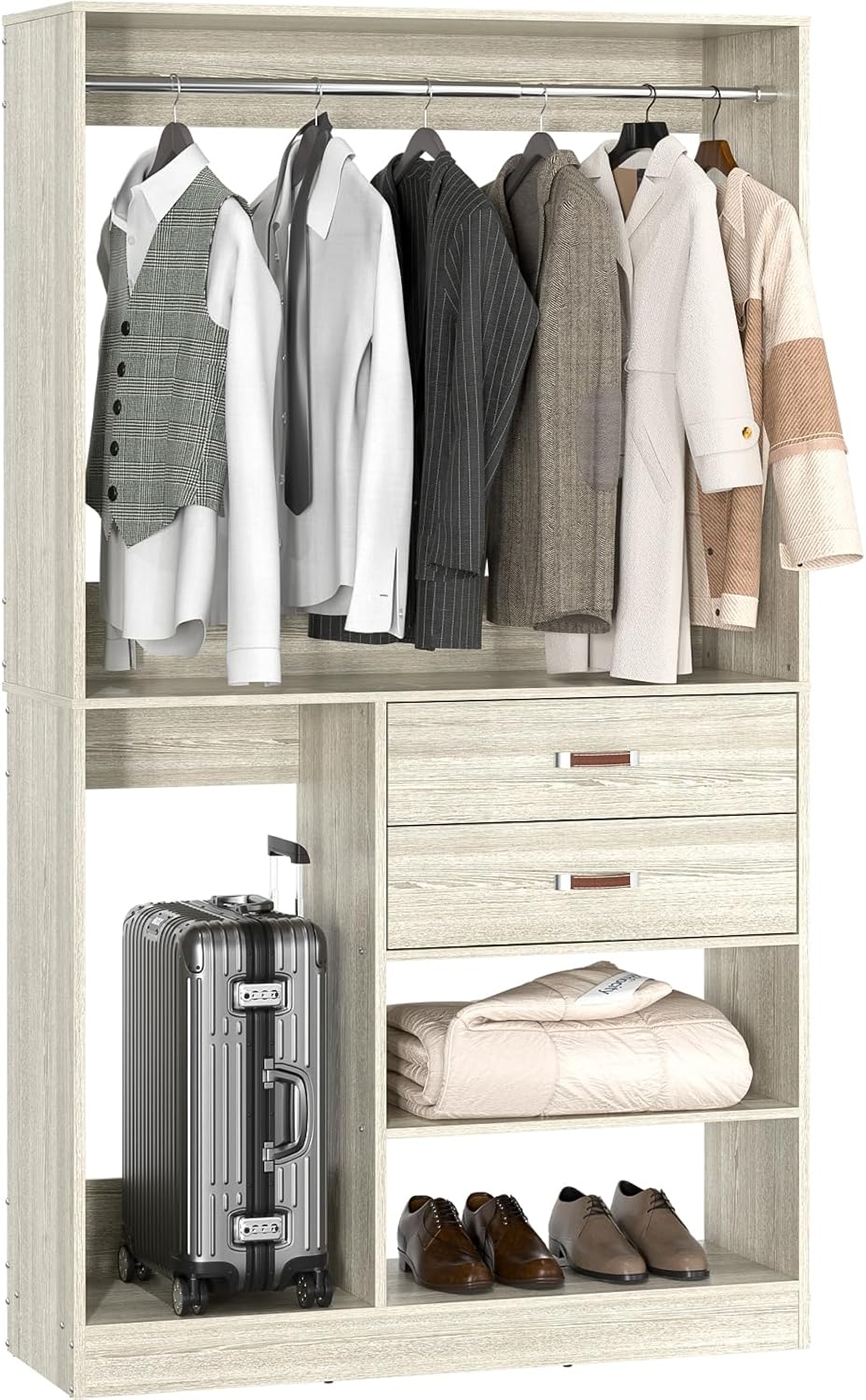 Armocity Freestanding Closet System with Suitcase Storage, 40 Inches Stand-Al...