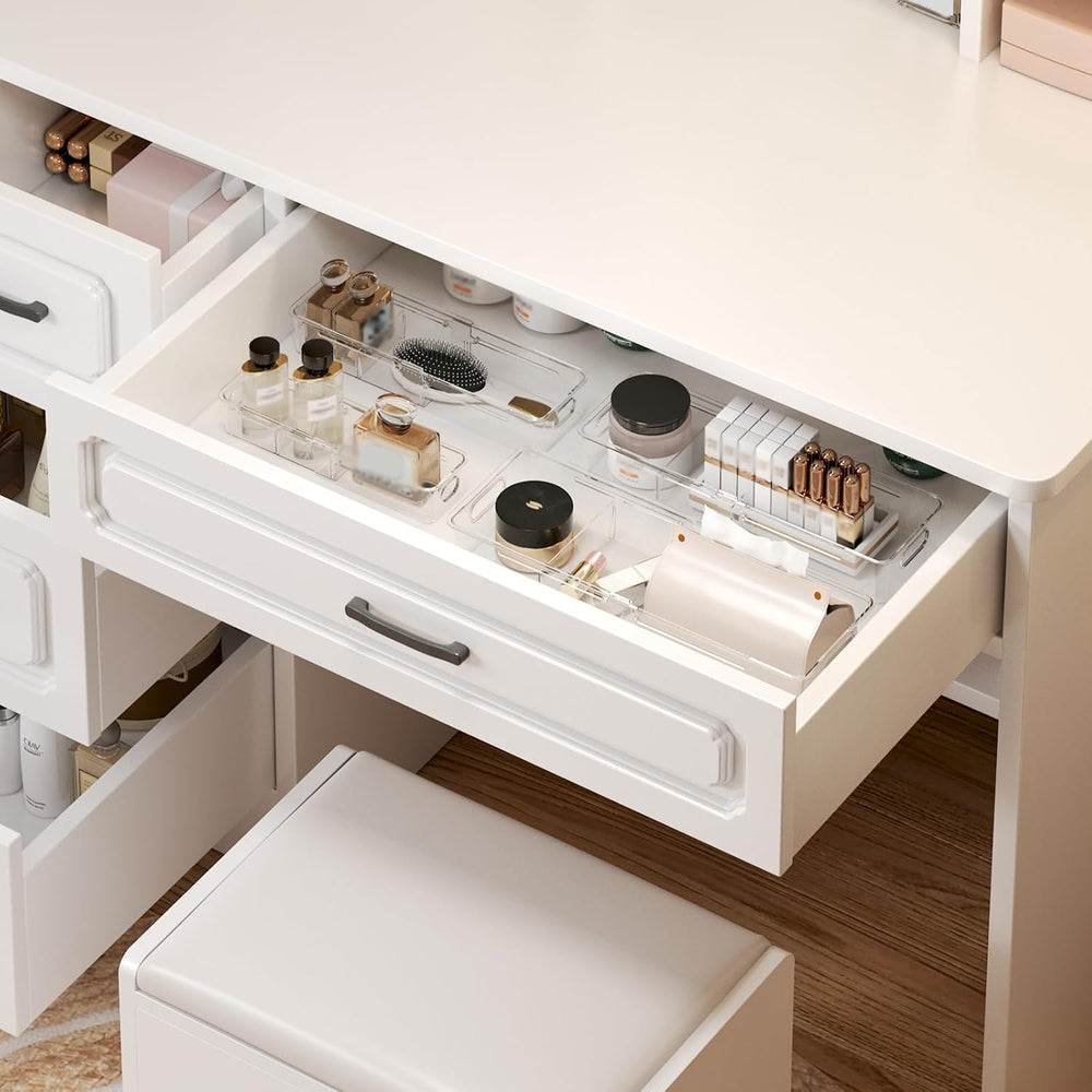 4 Pcs Expandable Drawer Organizer, Adjustable Desk Drawer Organizer with Divi...