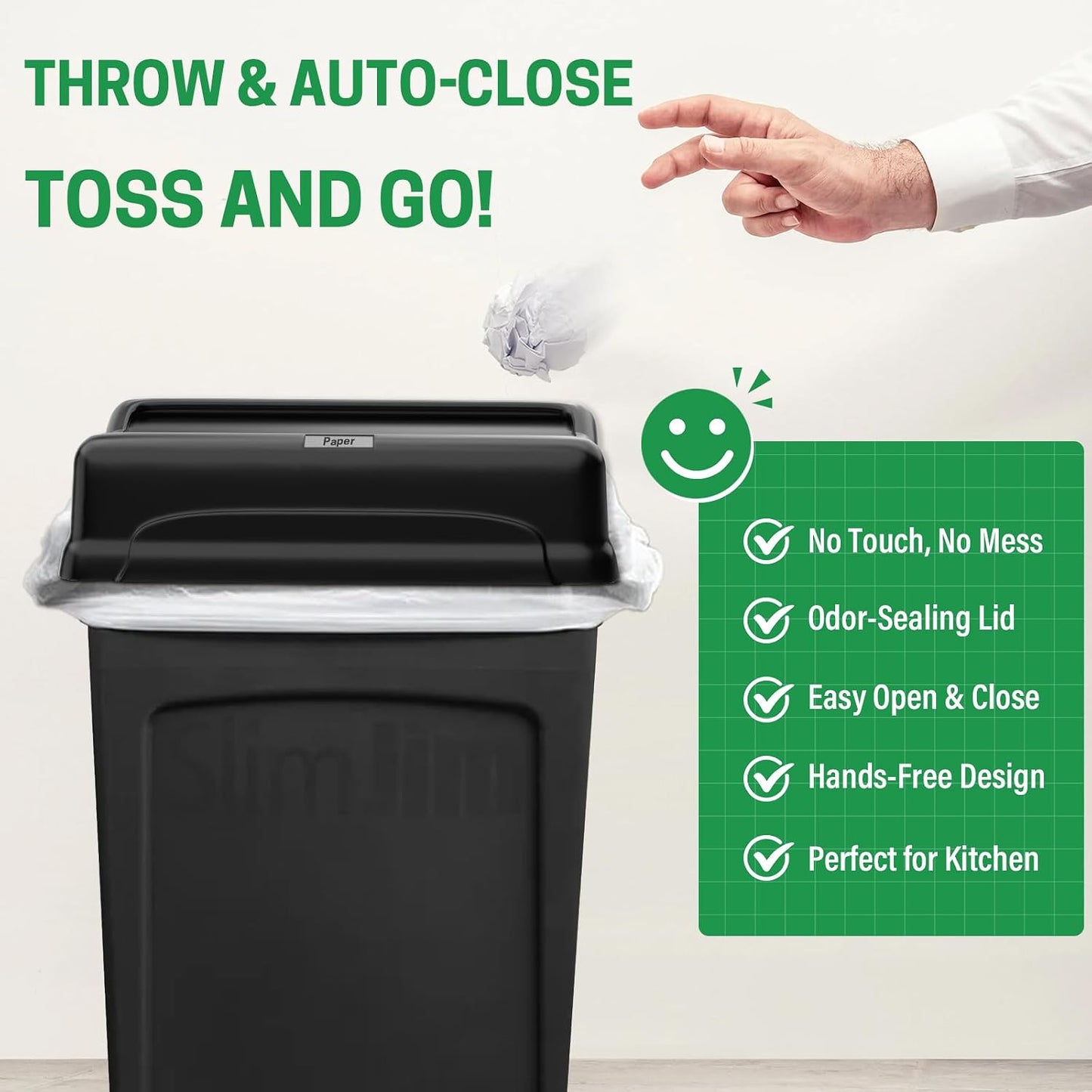 SDSNTE Trash Can Lid Compatible for 16/23 Gallon Slim Jim Trash can, 16 Gallon CleanTek Trash Can, 22 Gallon Highboy Trash Can, Pack of 1