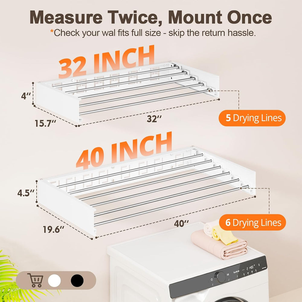 Wall Mounted Clothes Drying Rack Folding Indoor, Foldable Laundry Drying Rack...