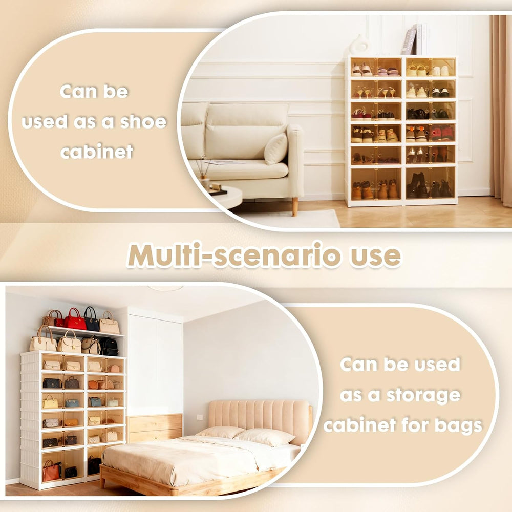 24Pairs Collapsible Shoe Rack Organizer Foldable Shoe Cabinet with Doors