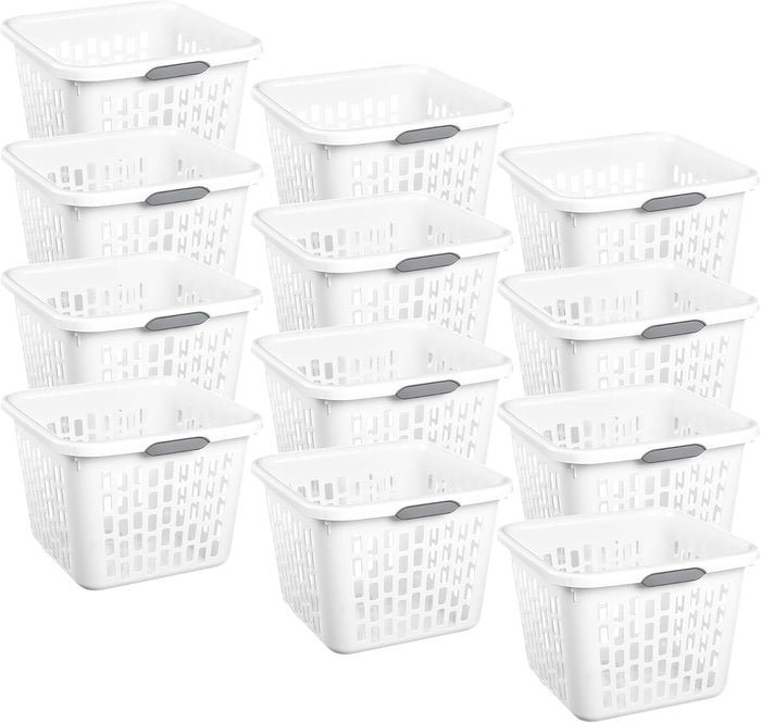 Sterilite Square Laundry Basket, Plastic Clothes Hamper, 12 Pack