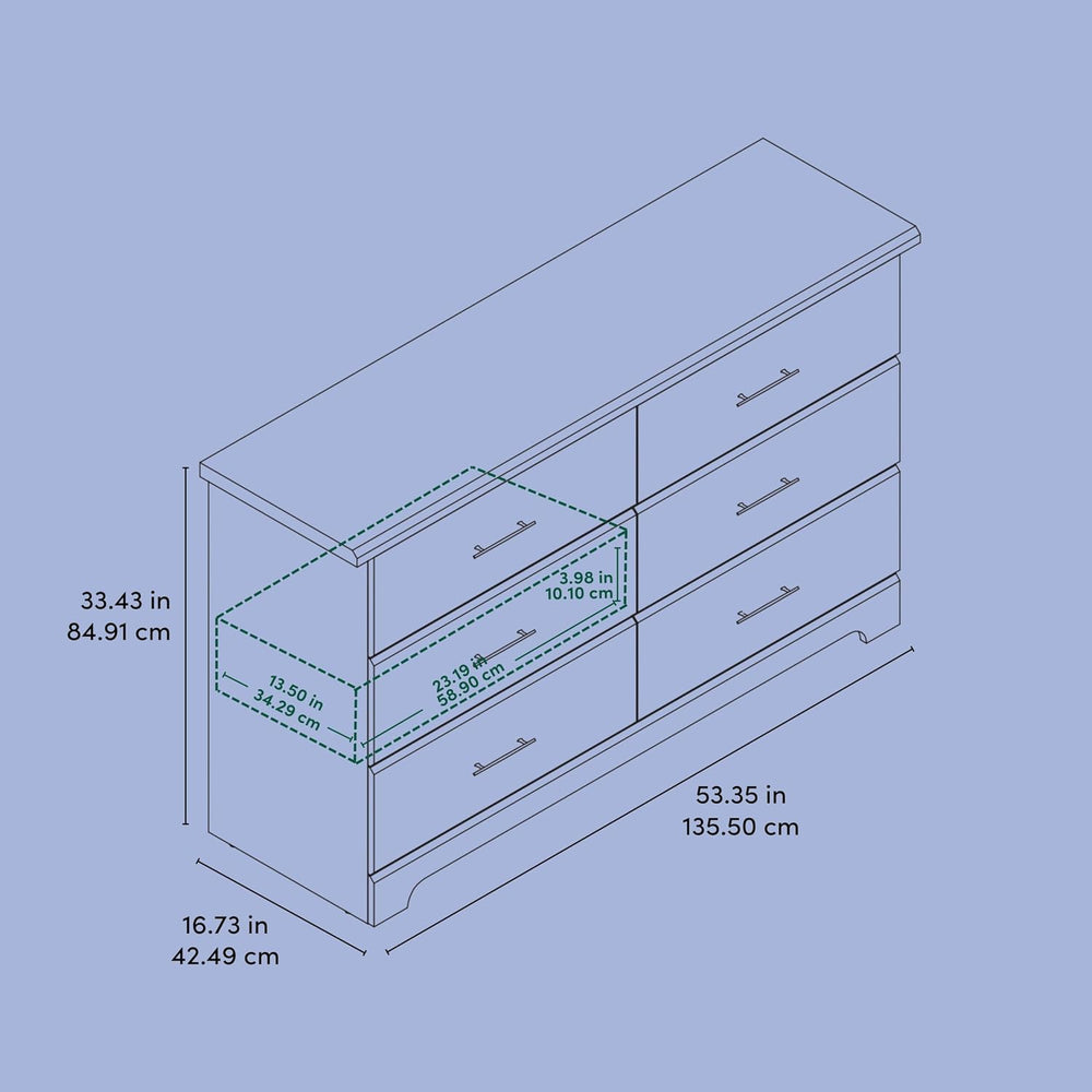 Storkcraft Brookside 6 Drawer Dresser, Driftwood