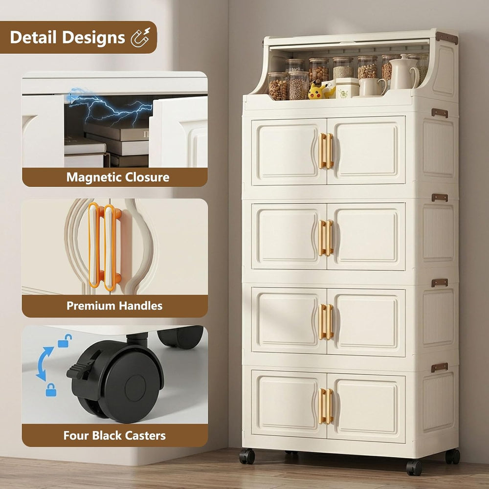 46QT Collapsible Storage Bins with Lids, Foldable Storage Box with Doors and ...