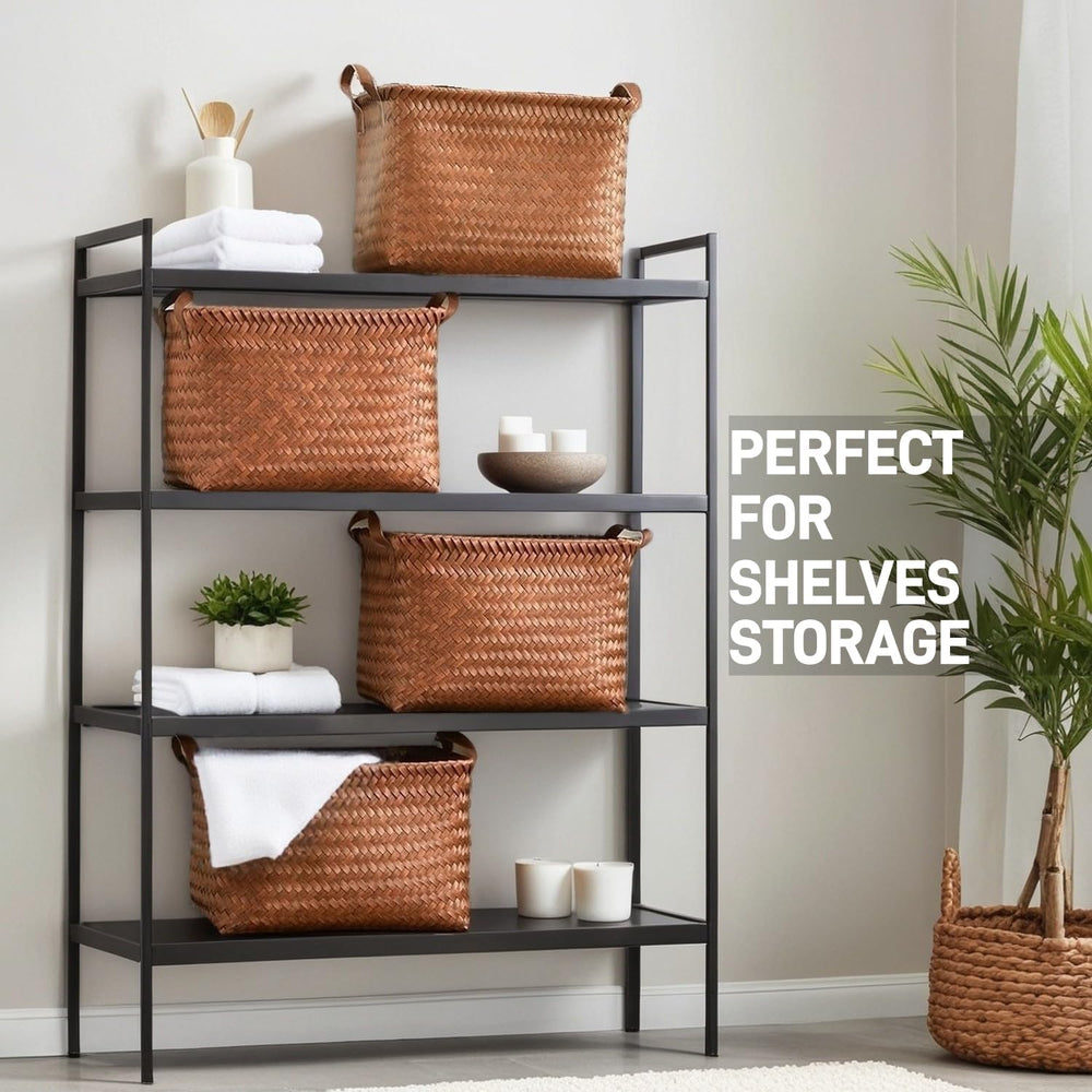 GIB Wicker Woven Storage Baskets for Organizing Blankets Laundry Shelves