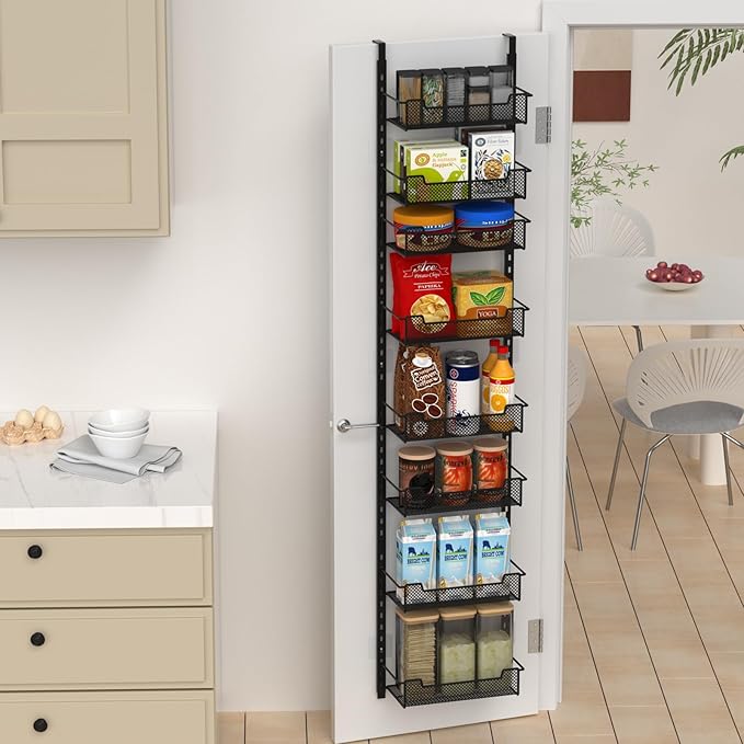 12.3" W Narrow Over the Door Pantry Organizer, 8-Tier Over the Door Organizer - Image 6