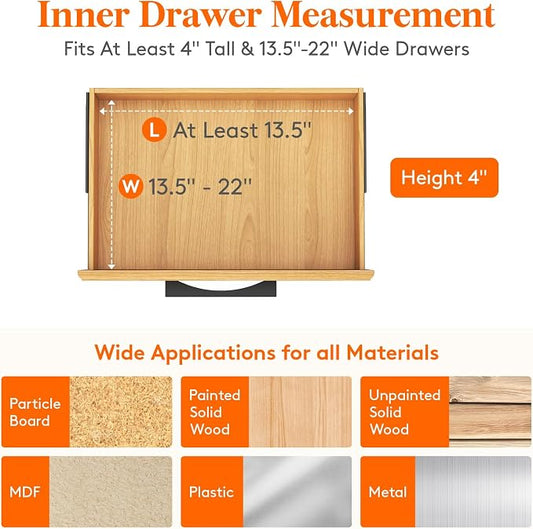 Lifewit 5 Pack Drawer Dividers Plastic 4" High, 13.5-22" Adjustable Drawer - Image 2