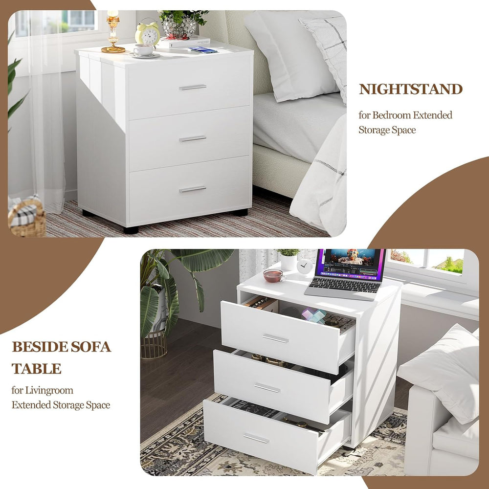 Aheaplus Closet Drawers Set of 2, Wood Closet Organizers and Storage, White