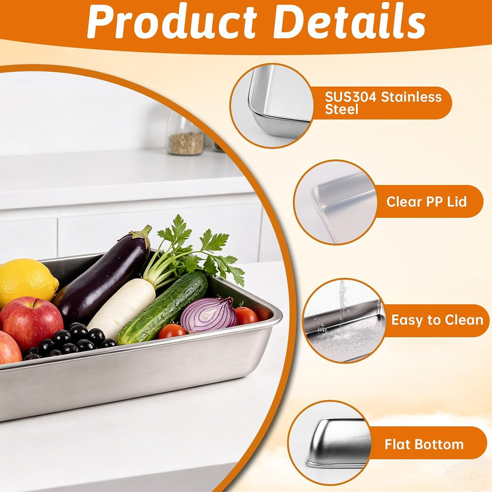 2 Pack Pizza Dough Proofing Box, 6L Large Capacity Stainless Steel Food Stora...