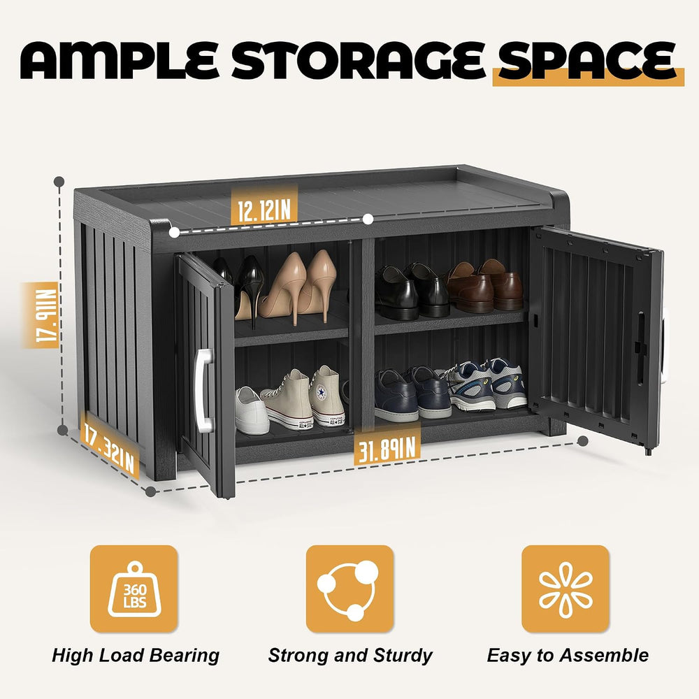 ROJIK Shoe Cabinet Waterproof UV-Resistant,Storage Bench Indoor Outdoor with ...