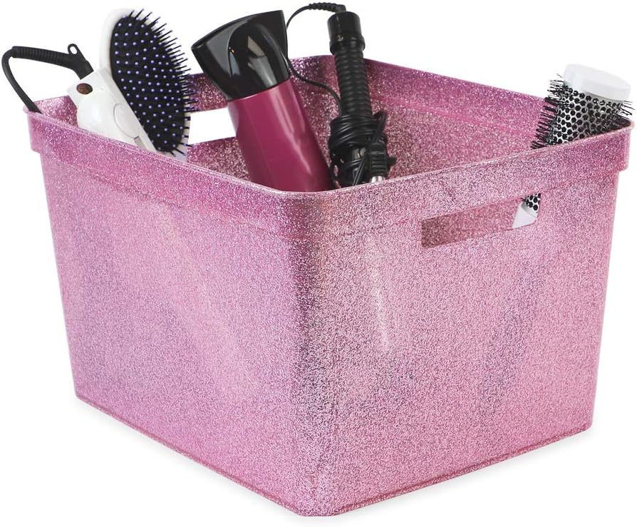Isaac Jacobs Large Glitter Storage Bin Set (14" x 11.5" x 8.75")